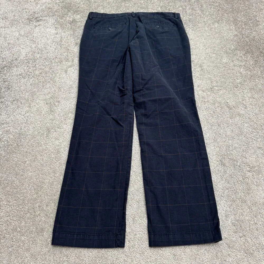 Banana Republic Slim Fit Straight Chino Pants Men 31x30 Khaki Brown Plaid Cotton
